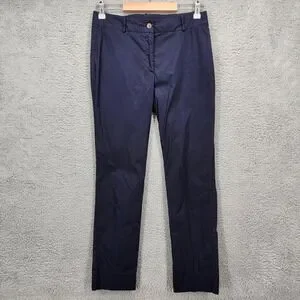 Rosso35 Genova Navy Blue Cotton Blend Flat Front Ankle Pants Womens Size 42 US 6